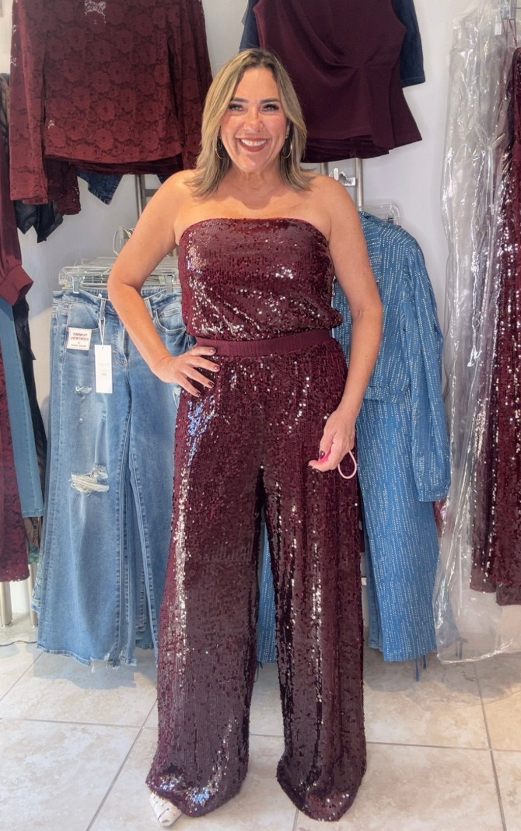 Burgandy Sequin Jumsuit