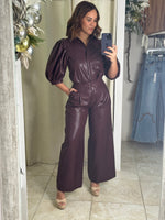 High Waist Burgundy Pant Set