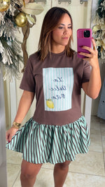 La Dolce Vita Brown & Mint Short Dress
