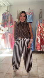 Chocolate Polkadots Print Blouse