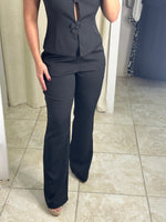 Flower Button Front Vest Pants Set