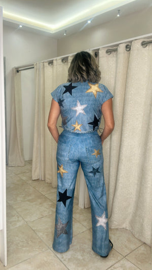 Colombian, Denim And Stars Pant Set