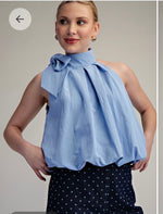 High Neck Tie Wrap Balloon Sleeveless Top