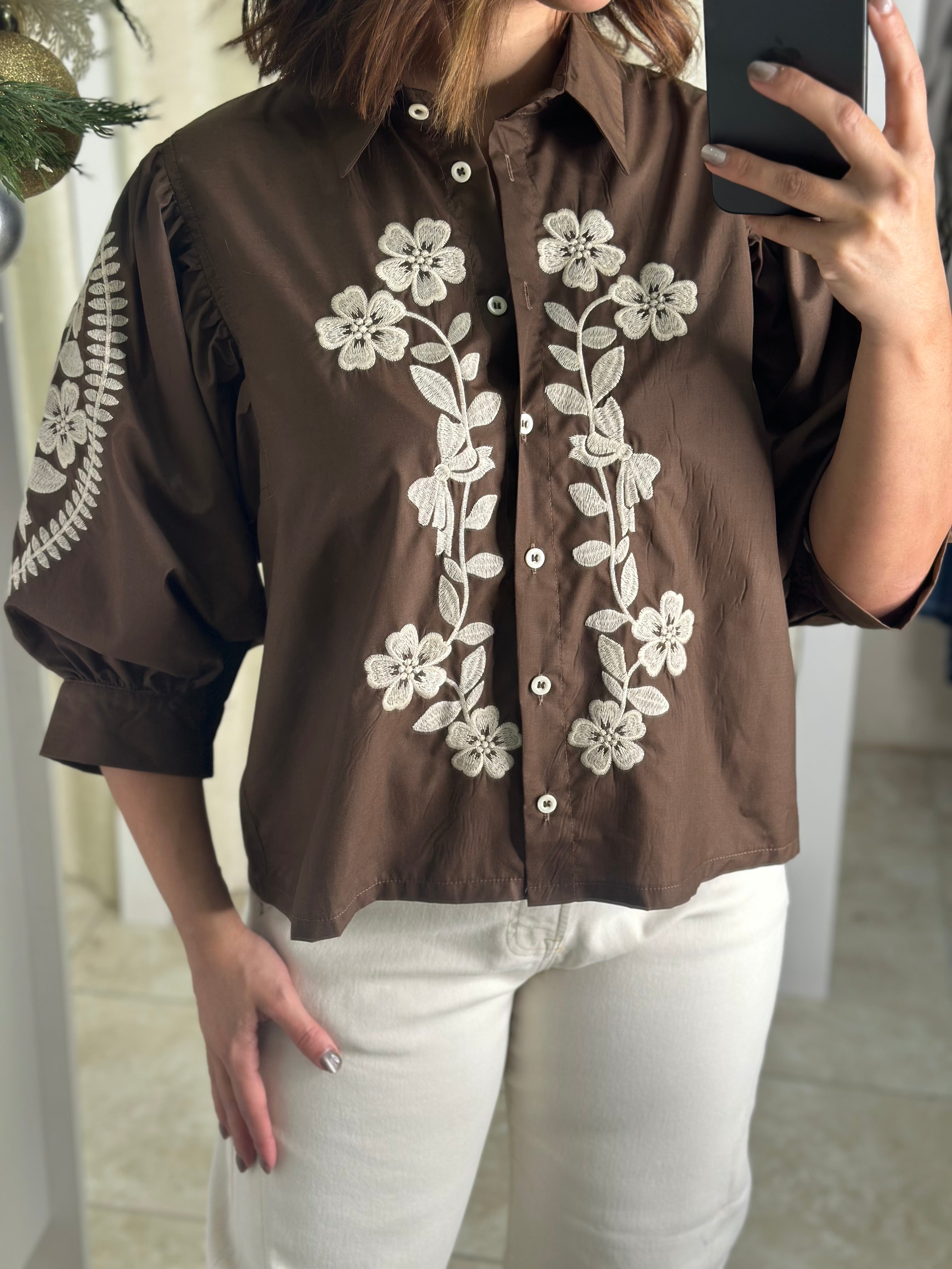 Cream & Brown Blouse