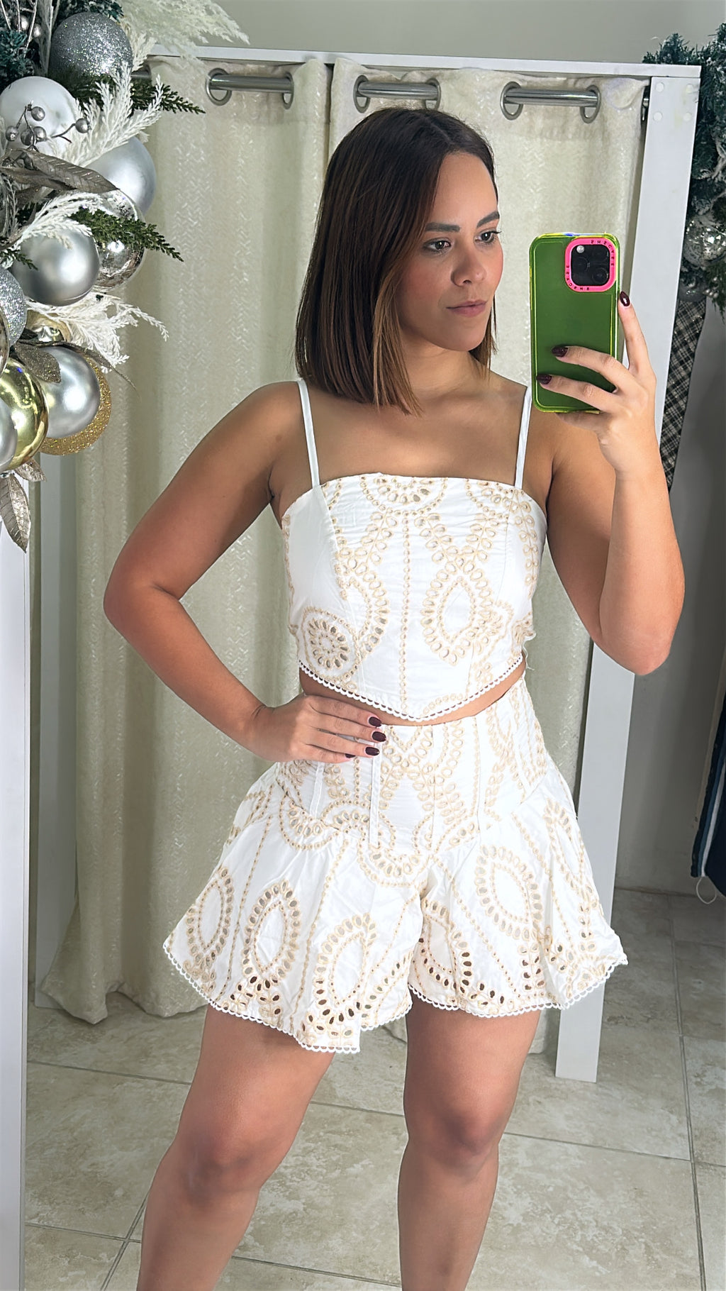 Eyelet Short Pant Set