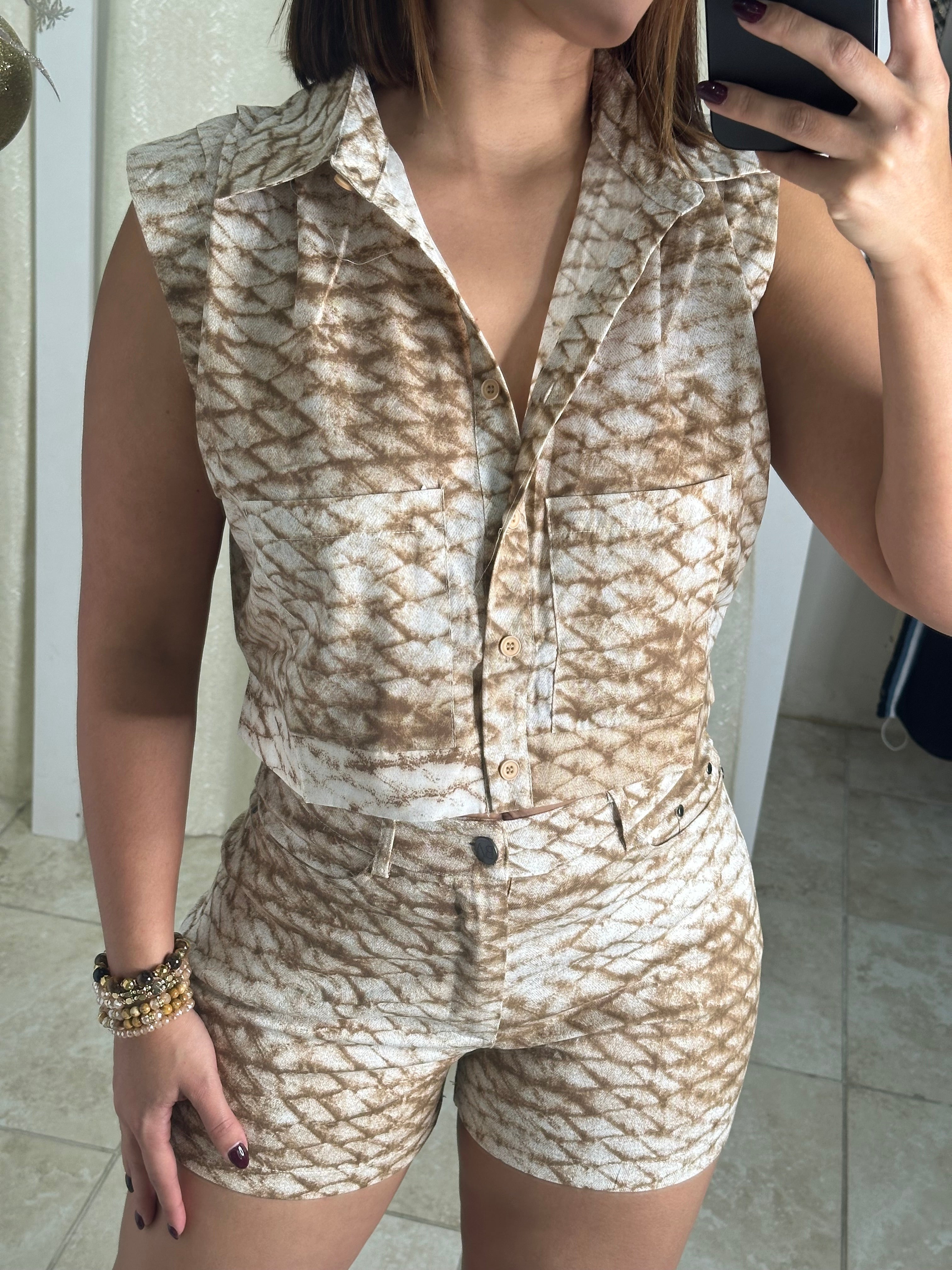 Brawn Snake Print Short Set