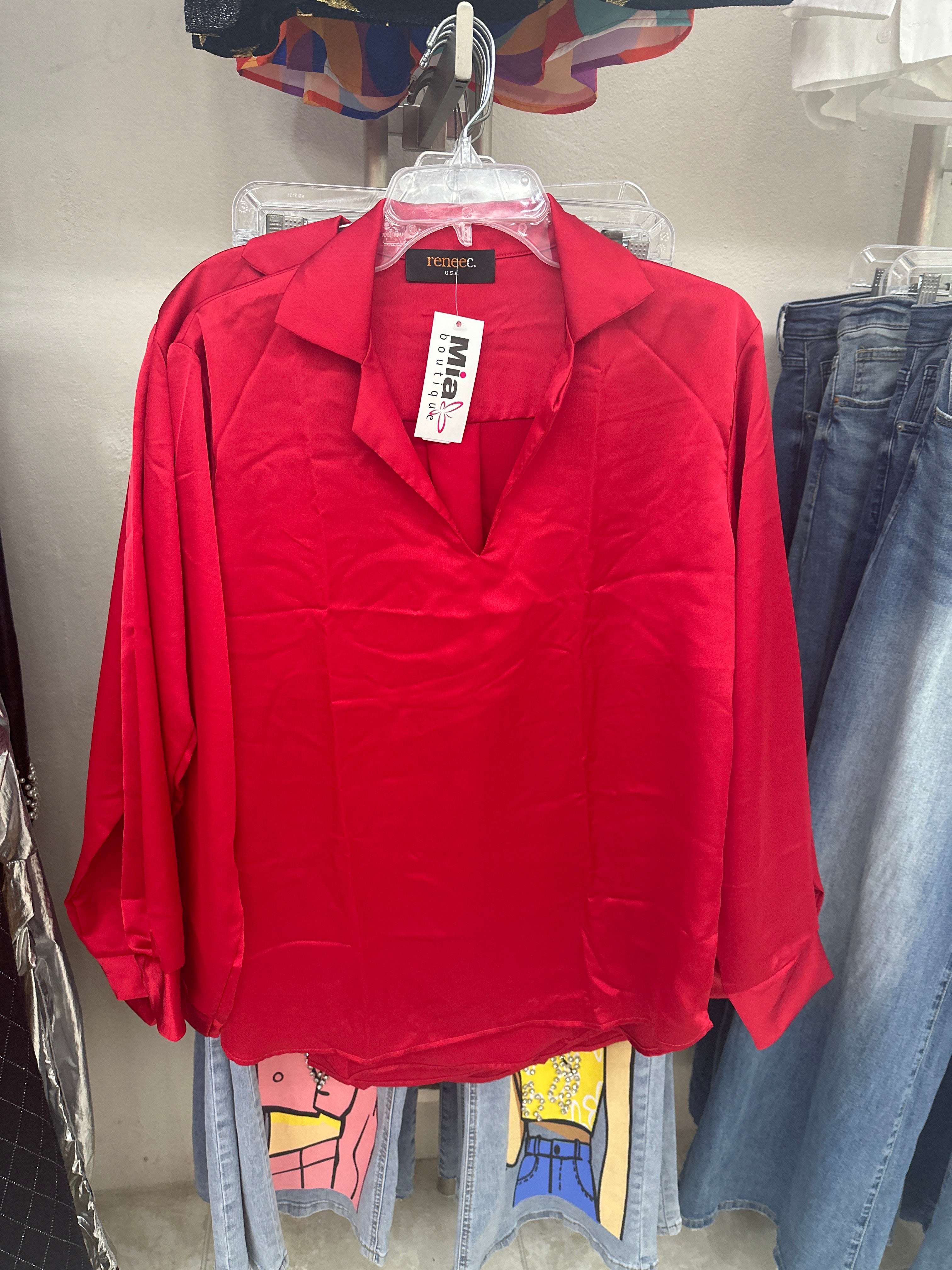 Red Satin Blouse