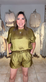 Olive Round Top & Short