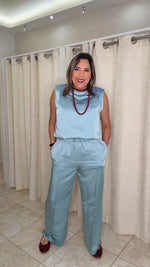 Dusty Blue Satin Set