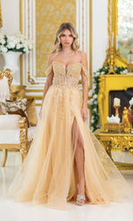 Lace-Up Long A-Line Prom Dress