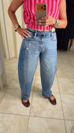 Medium Wash Denim Barrel Pant