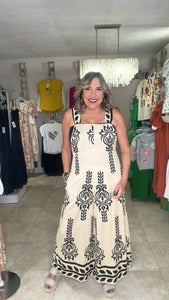 Printed Jumpsuit With Adjustable Tie Back