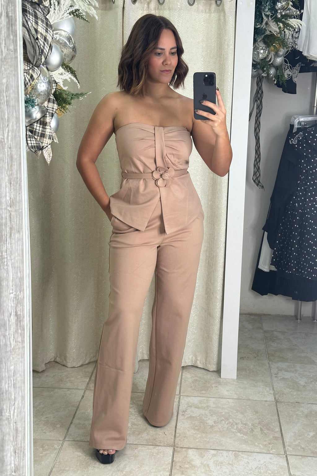 Nude Tube Top & Pants Set