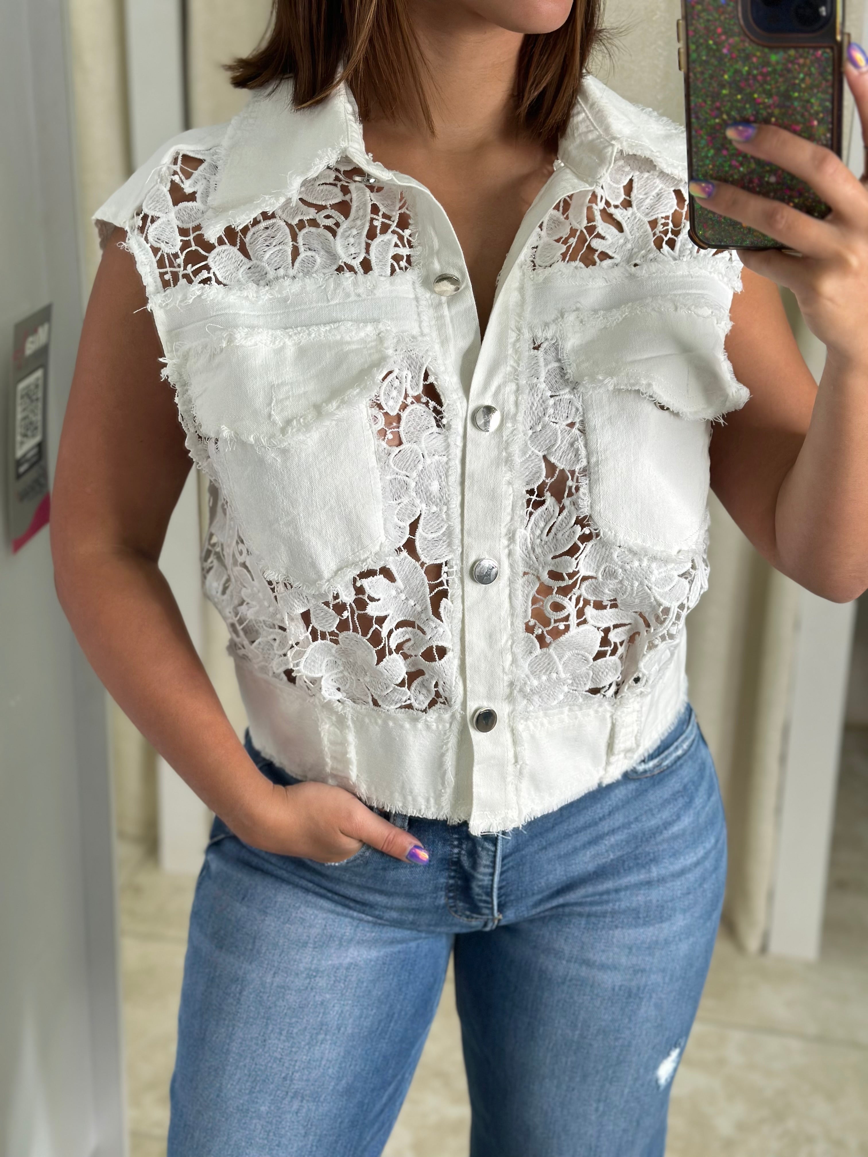 White Eyelet Top