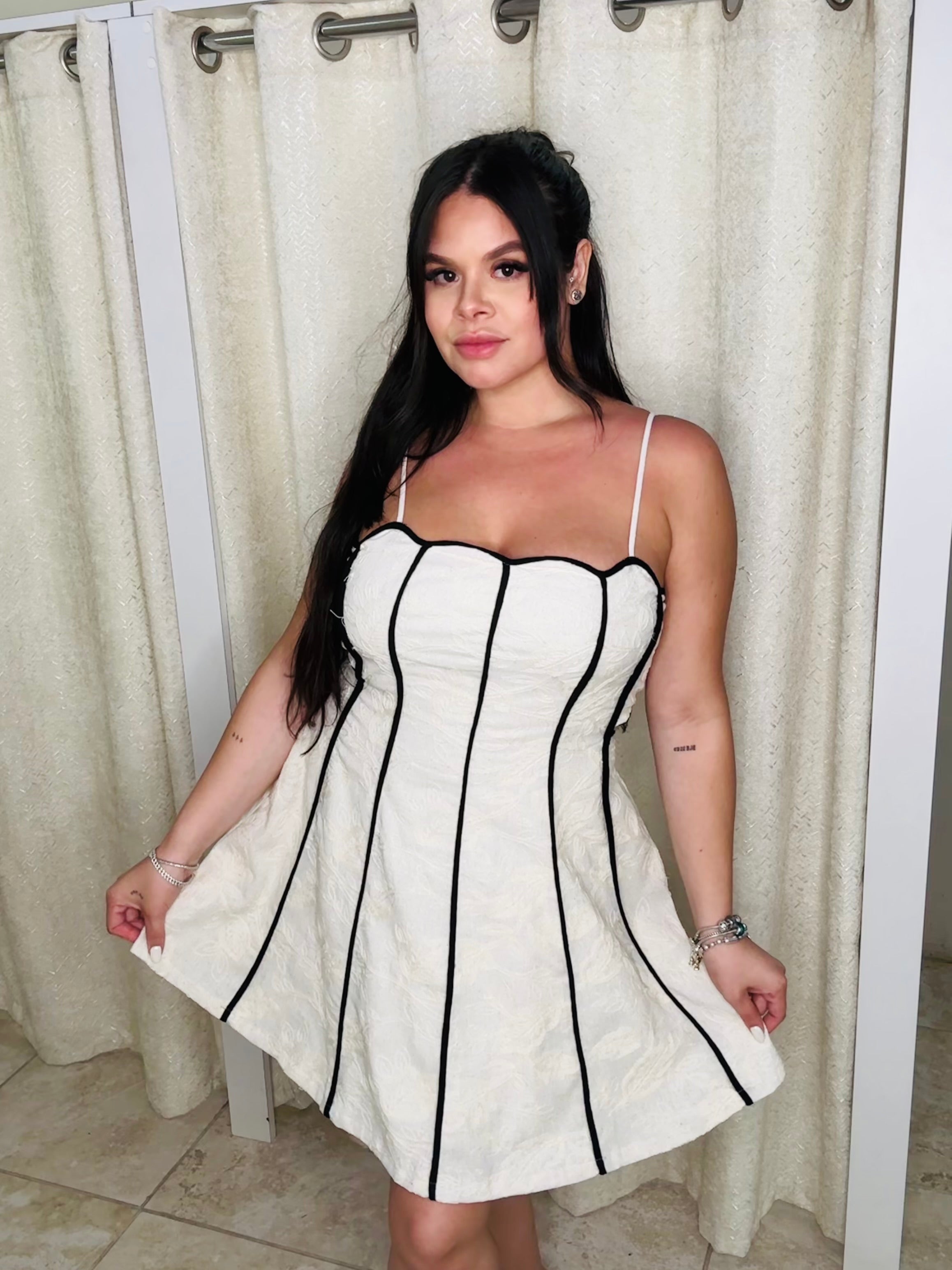Natural & Black Mini Dress