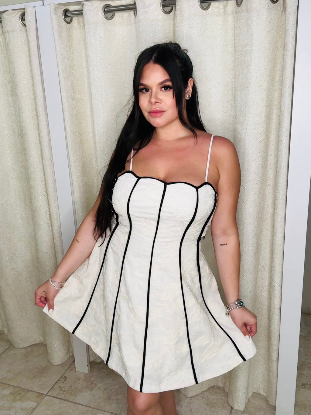 Natural & Black Mini Dress