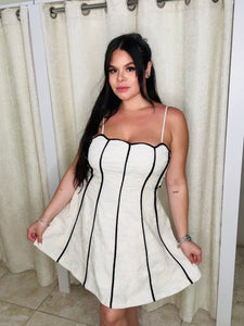 Natural & Black Mini Dress