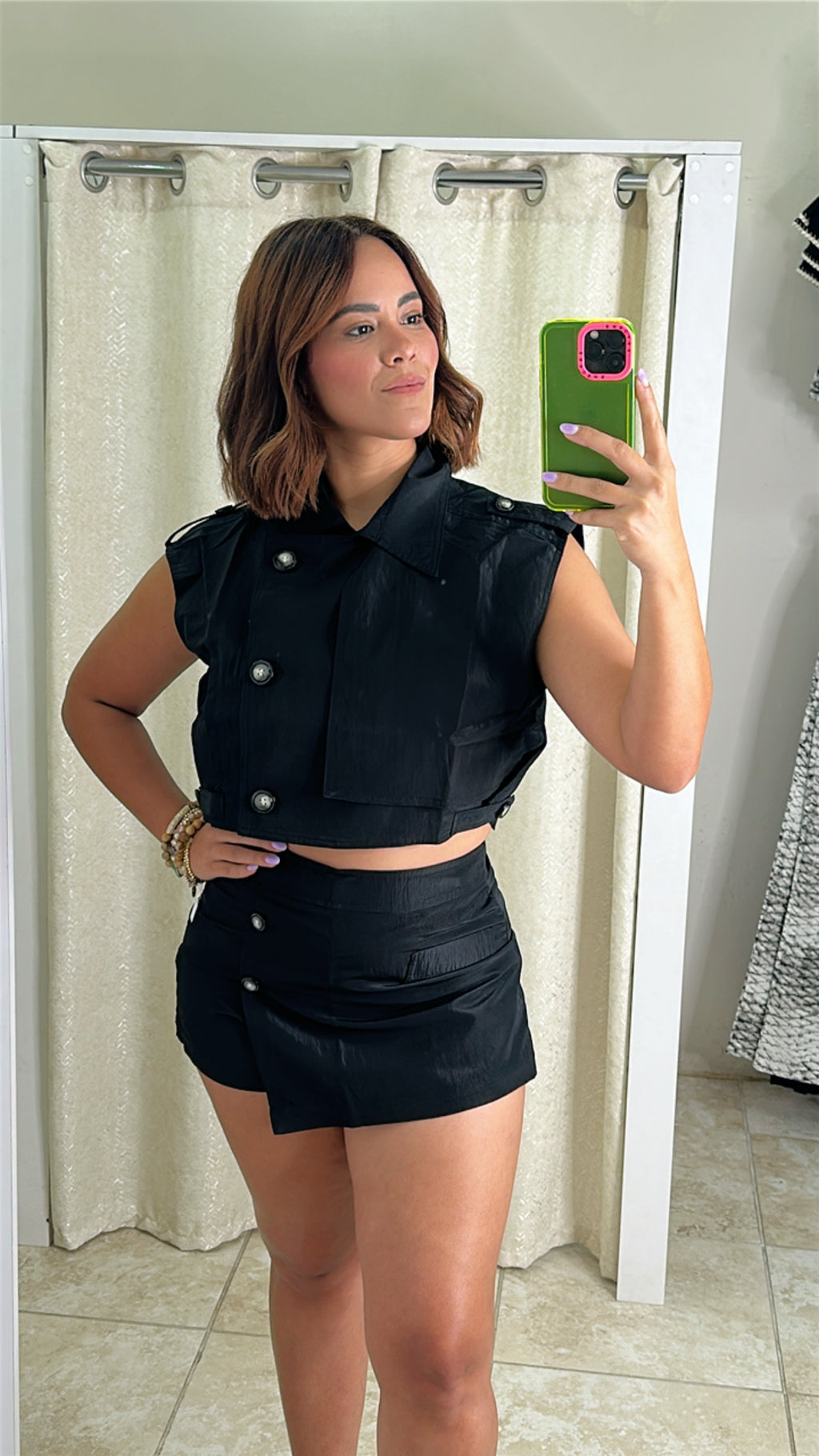 Sleeveless Crop Jacket & Skort Set