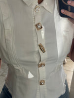 Wide Short Metal Button Shirt