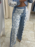 Denim & White Lace Set