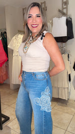 Embroidery Barrel Jean