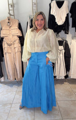 Sky Blue High Waist Leg Flare Pant