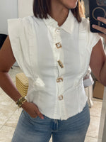 Wide Short Metal Button Shirt