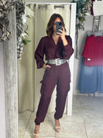Merlot Cargo Jumpsuit