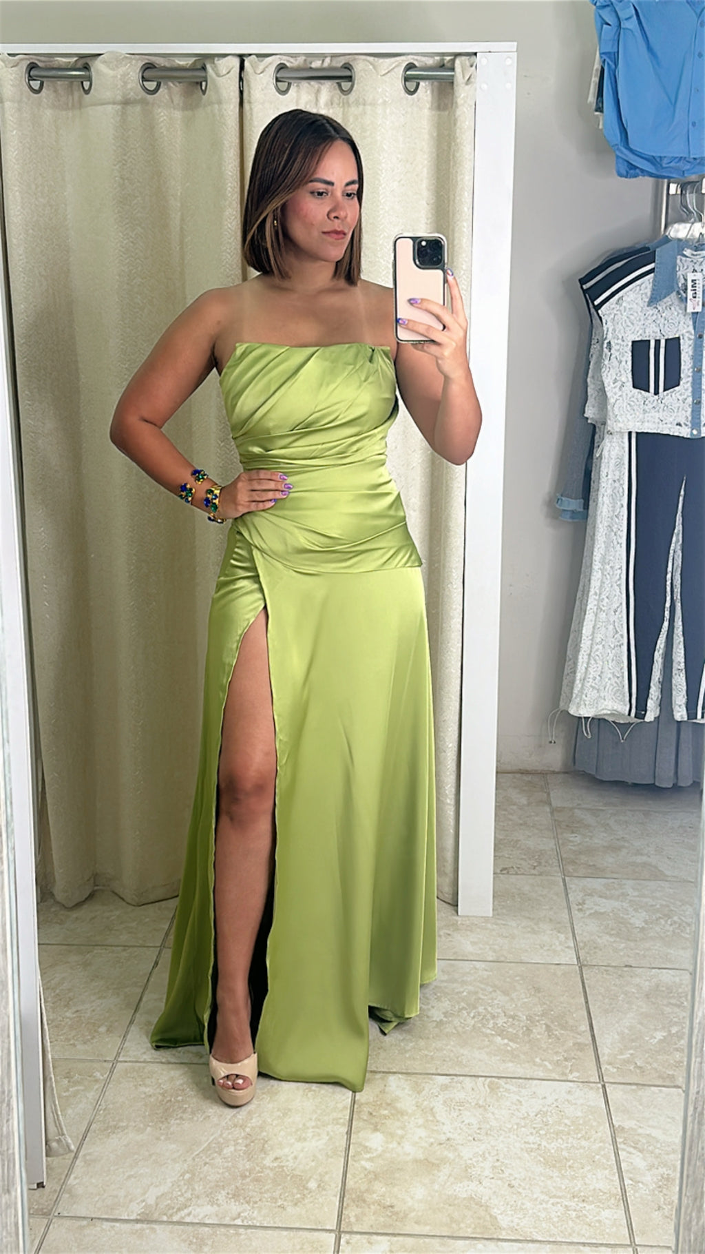 Olive Strapless Formal Dress