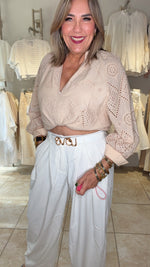 Long Sleeve Nude Blouse