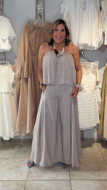 Taupe Top & Wide Leg Flare Pants