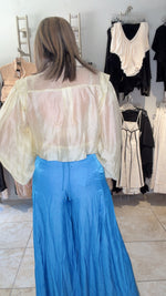 Sky Blue High Waist Leg Flare Pant