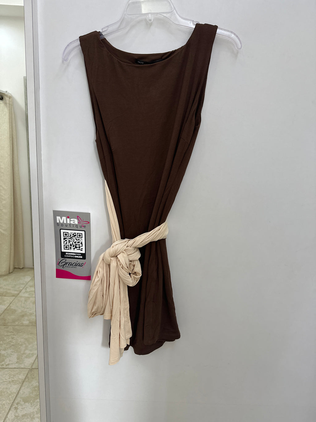 Contrast Waist Tie Bodycon Mini Dress