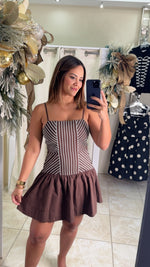 Chevron Stripe Smocked Mini Dress