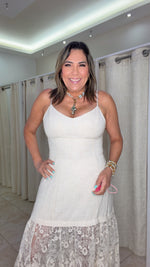 Linen & Crochet Midi Dress