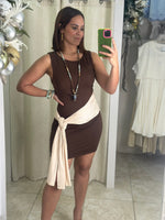 Contrast Waist Tie Bodycon Mini Dress