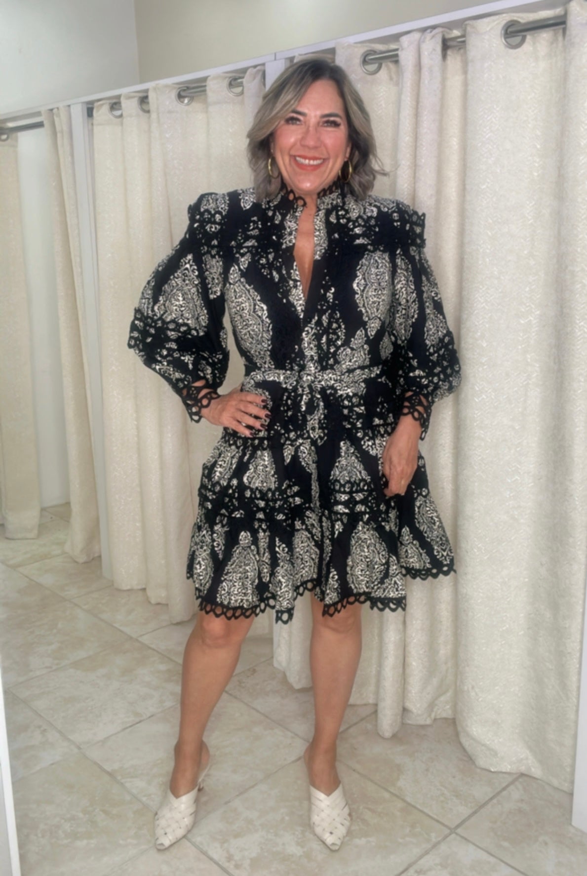 Black Print Short Dress