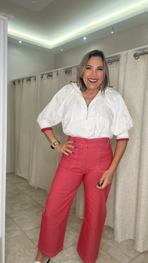 Raspberry Wide Leg Pant