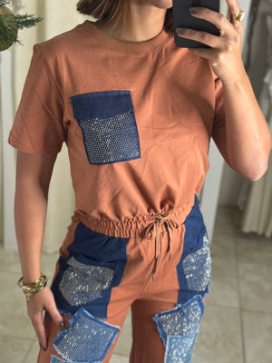 Rust & Denim Pant Set
