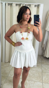 White Strapless Short Dress