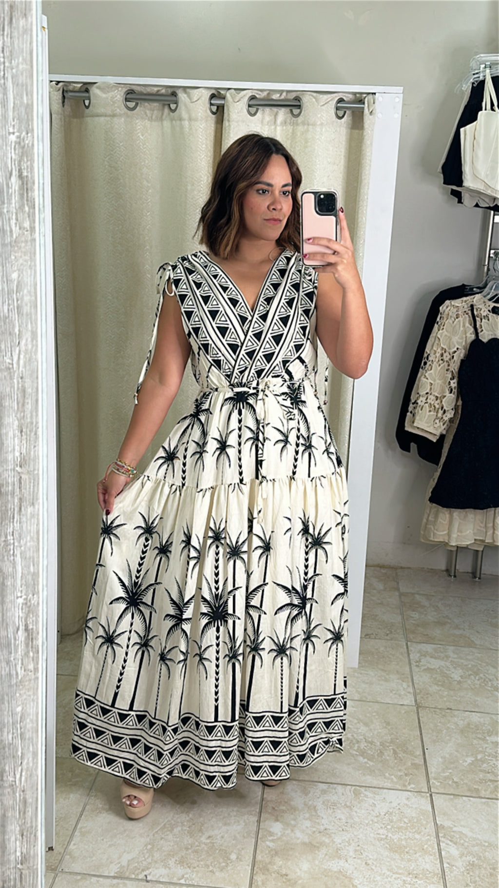 Linen Palms Tropical Dress