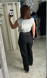 Contrast Lace Straight Leg Pants