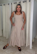 Cream/Brown Midi Dress
