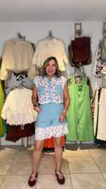 White Eyelet & Denim Set