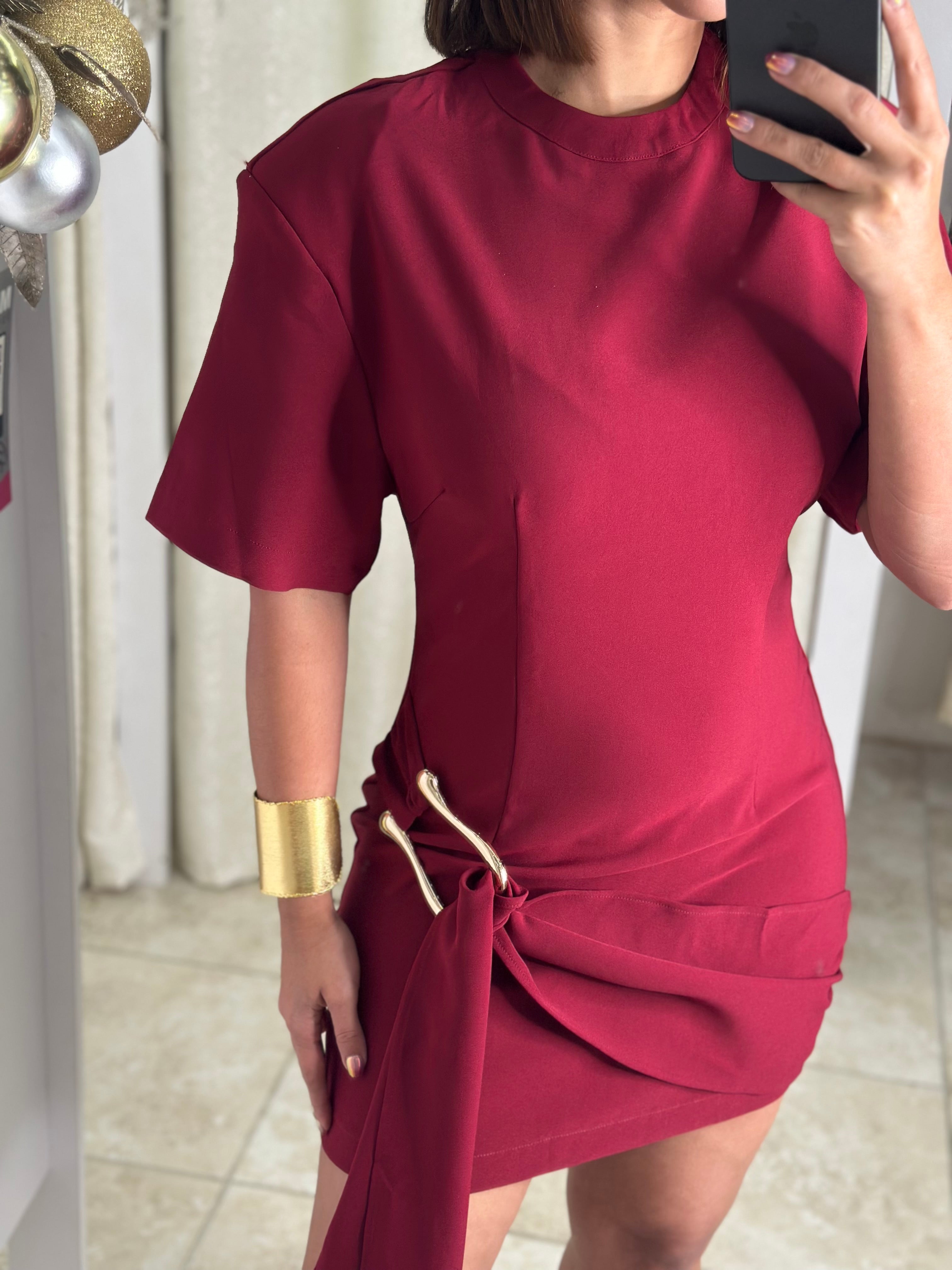 Flattering Draped Belt Detail Mini Dress
