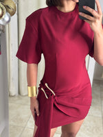 Flattering Draped Belt Detail Mini Dress