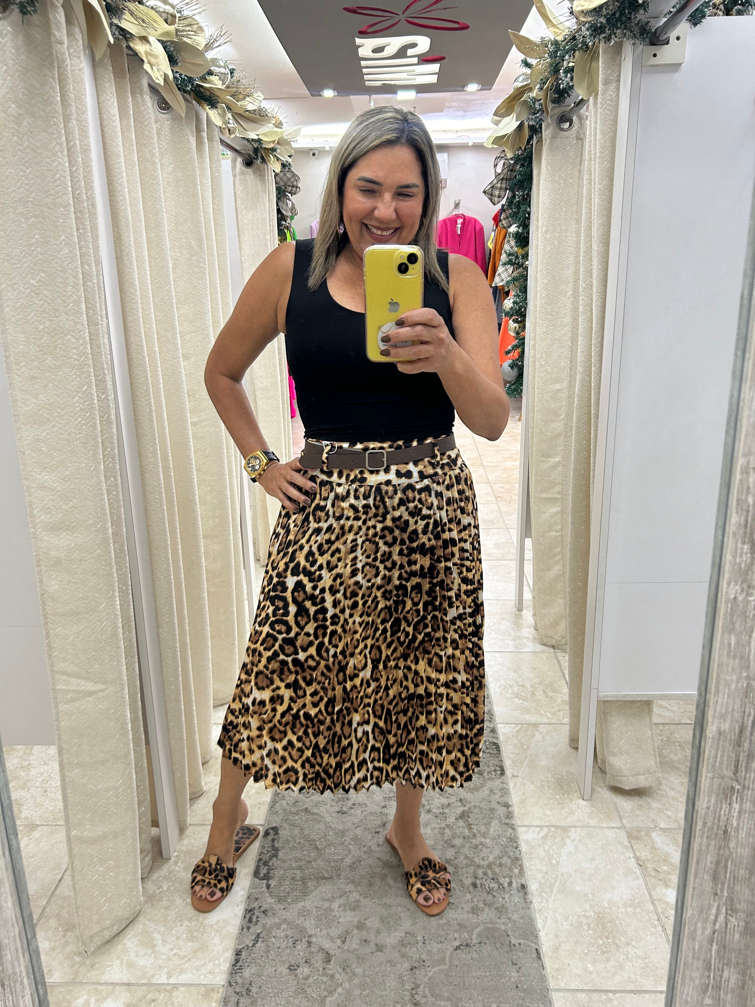 Animal Print Midi Skirt