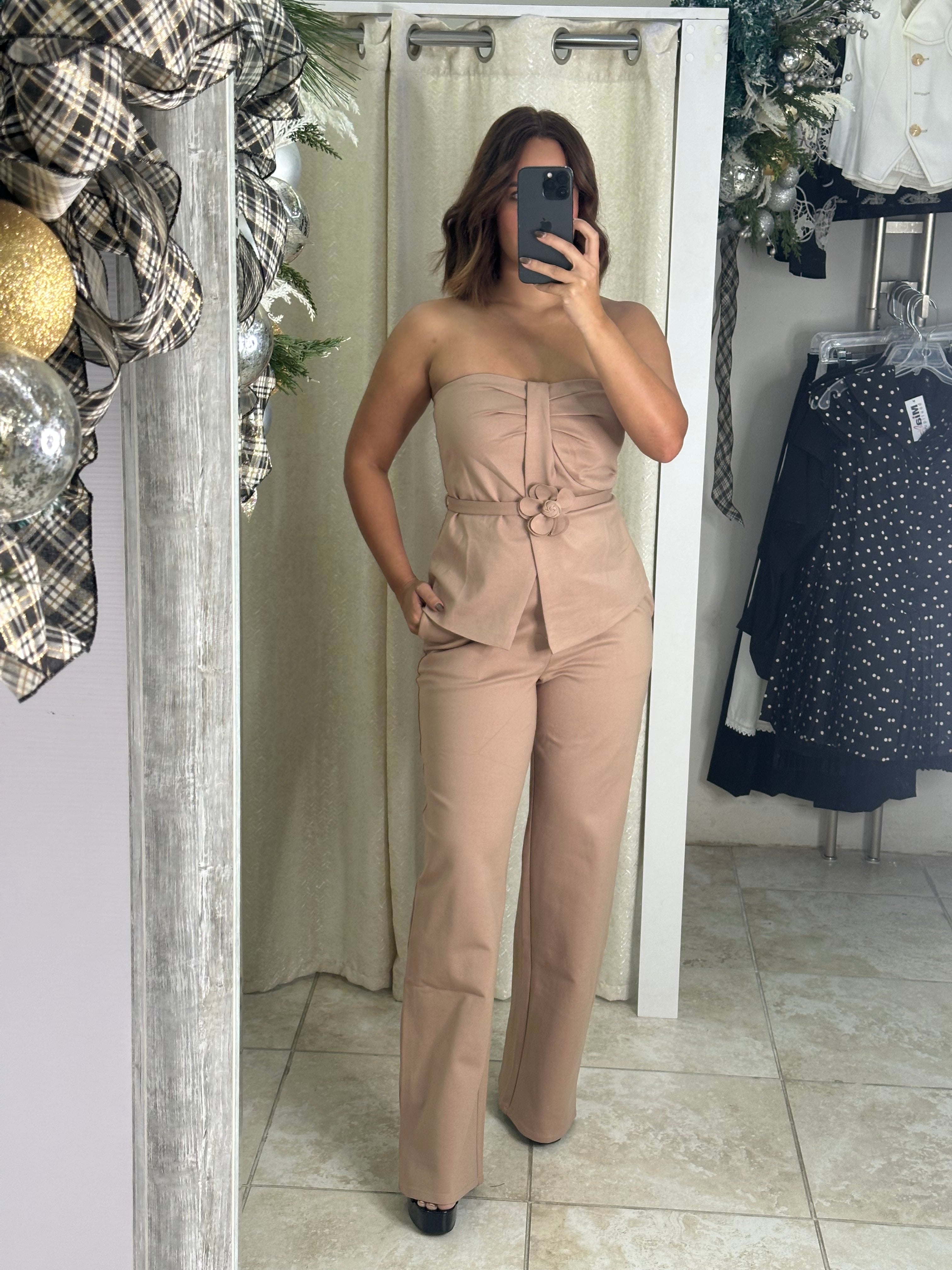 Nude Tube Top & Pants Set