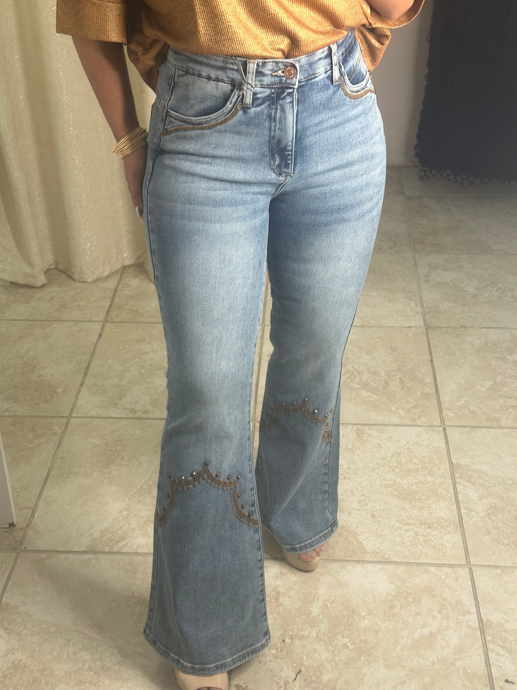 High Rise Flare With Embroidery