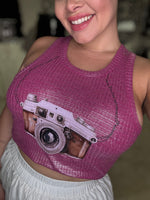 DtMf Pink Metallic Tank Top